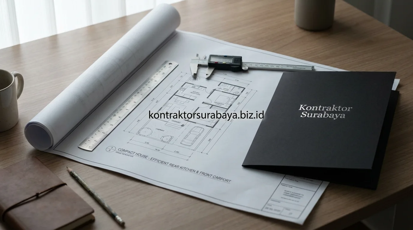 Denah efisien area belakang rumah tipe subsidi