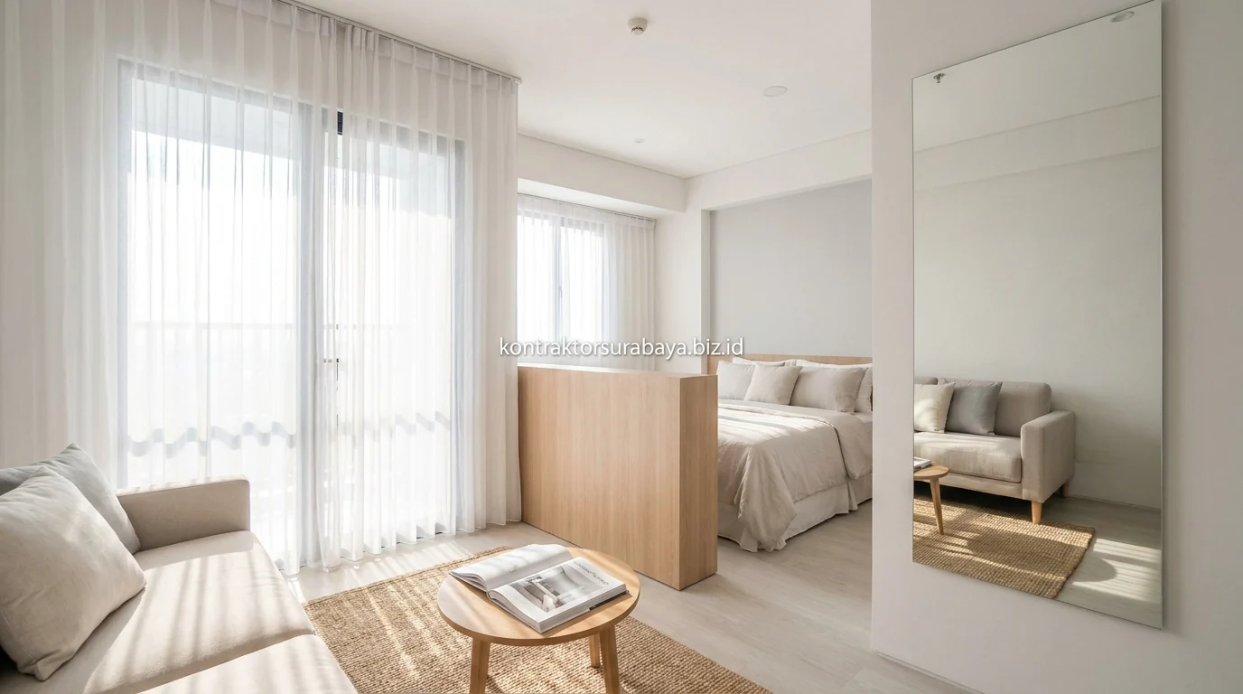 Desain interior apartemen studio fungsional di Surabaya
