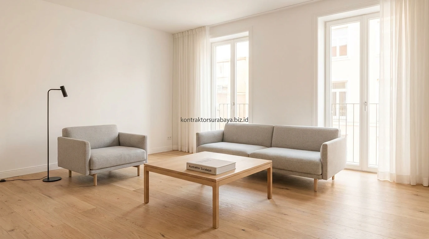 Interior kayu terang bergaya Scandinavian pada rumah di Sidoarjo