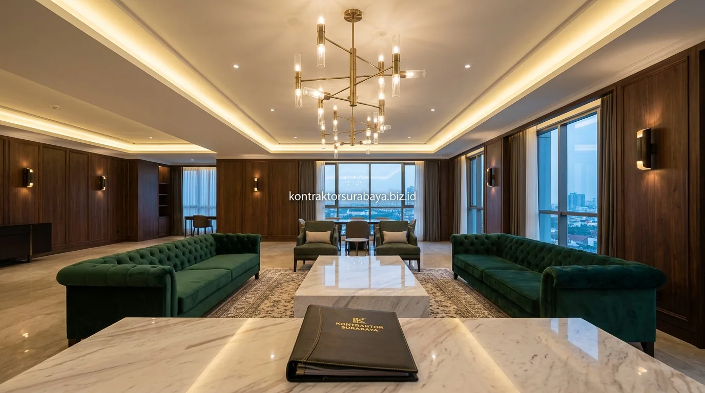 Lighting design untuk ruang tamu mewah di Surabaya