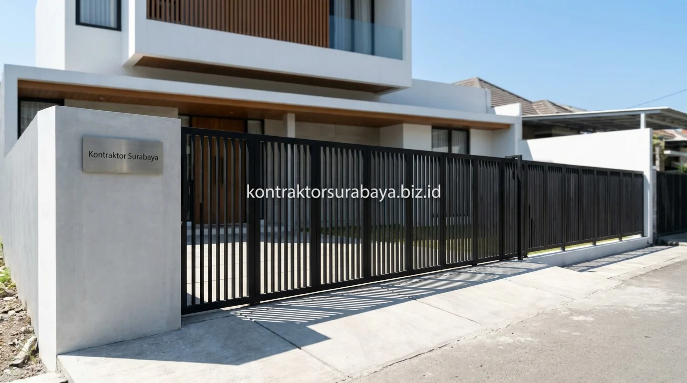 Pagar besi hollow minimalis modern di Sidoarjo