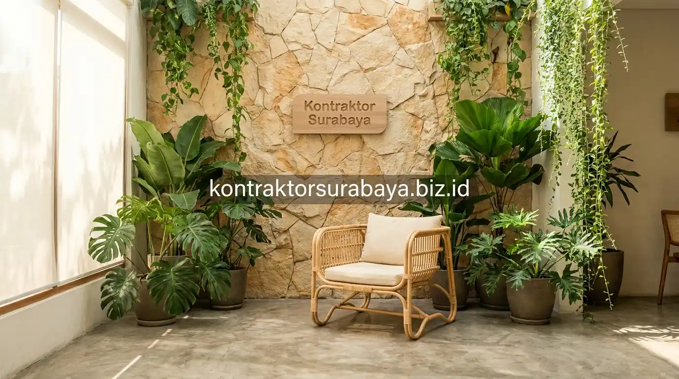 Photo spot dengan tanaman tropis pada interior cafe