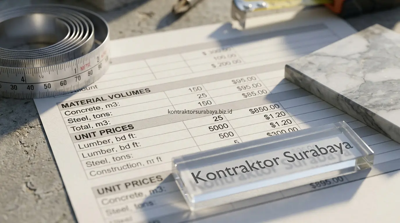 Rincian volume pekerjaan dan harga satuan dalam SPH kontraktor